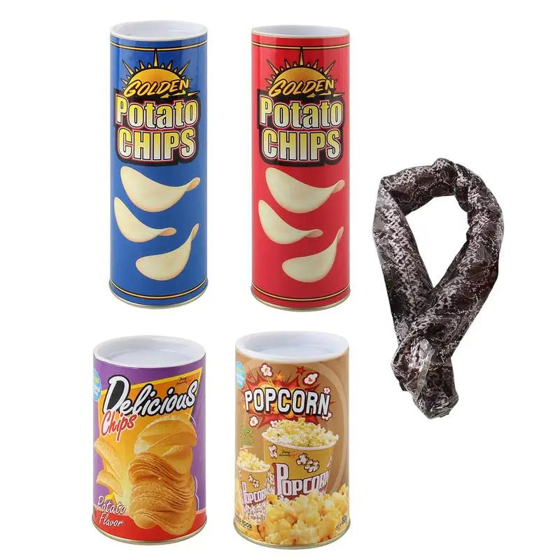 The Potato Chip Can Jump Magic Tricks Spring Snake Toys April Fool Day Halloween Party Spoof Jokes Prank Trick Funny Toys