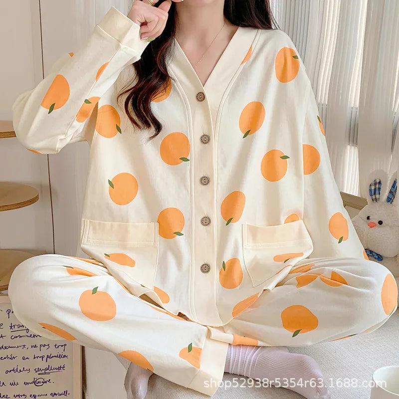 Maternity Pajamas Homewear Suit Nursing Pajamas Moon Clothes Spring and Autumn Cotton Monthly Clothing Summer Nursing Clothes - NTKSTORE