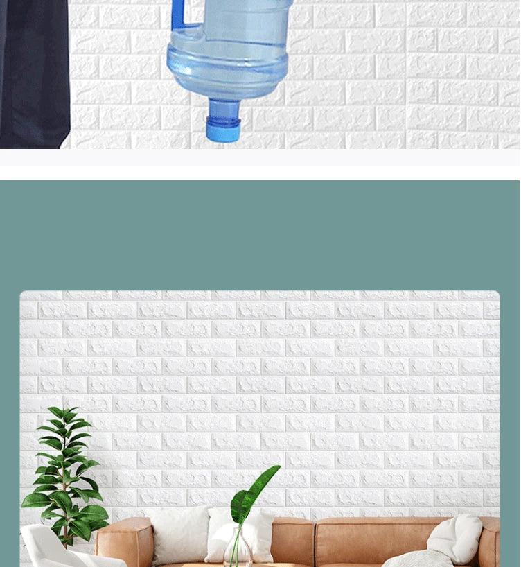 70cm*2m 3D Soft Foam Brick Wallpaper Sticker Roll DIY Self Adhesive Living Room Home Kitchen Bathroom Decorative Wall Paper - NTKSTORE