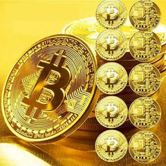 Gold Plated Bitcoin Coin Collectible Art Collection Gift Physical Commemorative Casascius Metal Antique Imitation Happy Birthday - NTKSTORE