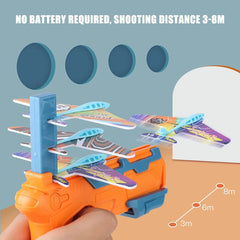 HOT！Airplane Launcher Bubble Catapult With 6 Small Plane Toy Funny Airplane Toys for Kids plane Catapult Gun Shooting Game Gift