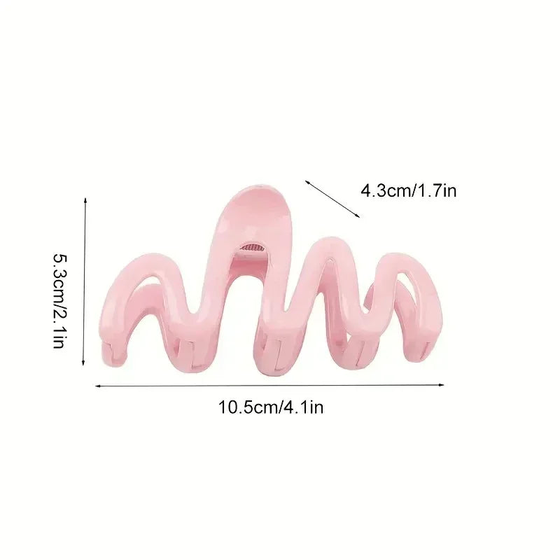 Colorful Wave Hair Claw Clips Women Korean Plastic Shark Hair Clip Geometry High Ponytail Barrette Hairpin Girl Hair Accessories - NTKSTORE