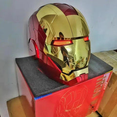 Iron Man Hot Toys Mk5 Autoking 1/1helmet Remote And Voice Control Iron Man Automatic Helmet Mask With Led Light Boy Gift Present - NTKSTORE