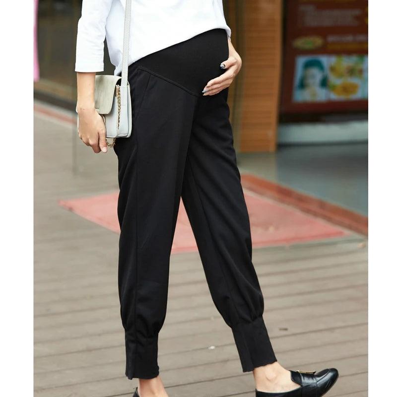 Chiffon Thin Summer Maternity Ankle Pants Fashion Split Button Design Clothes For Pregnant Women Pregnancy Casual Harem Trousers - NTKSTORE
