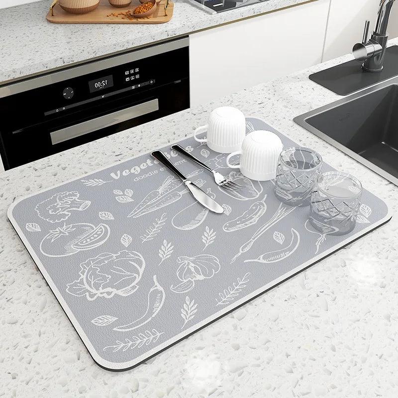 Super Absorbent Large Kitchen Absorbent Mat Antiskid Draining Coffee Dish Drying Mat Quick Dry Bathroom Drain Pad Tableware Mat - NTKSTORE