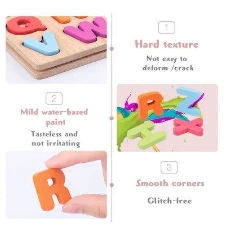 Colorful Alphabet Number Wooden Puzzles Kids Intelligent Matching Game Preschool Children Early Educational Toys