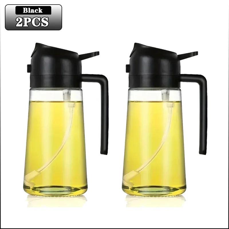 2in1 500ml Glass Spray Oil Sprayer Bottle Spray Oil Dispenser Oil Jar Cruet BBQ Kitchen Baking Roasting Picnic Kitchen Tool - NTKSTORE