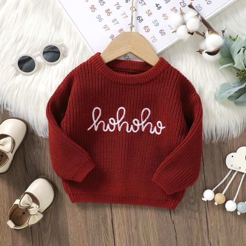 0-36months Baby Girls Sweater Long Sleeve Crew Neck Letters Winter Warm Knit Pullover Sweater For Infant For Girls