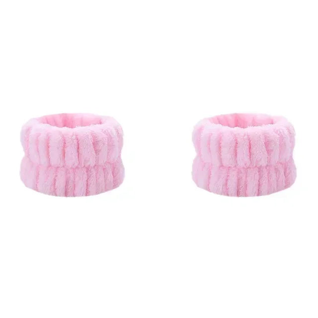 2Pcs Wristband for Yoga Washing Face Soft Flannel Wrist Strap Reusable Makeup Towel Wrist Velvet Towel Girls Elastic Face Wash - NTKSTORE