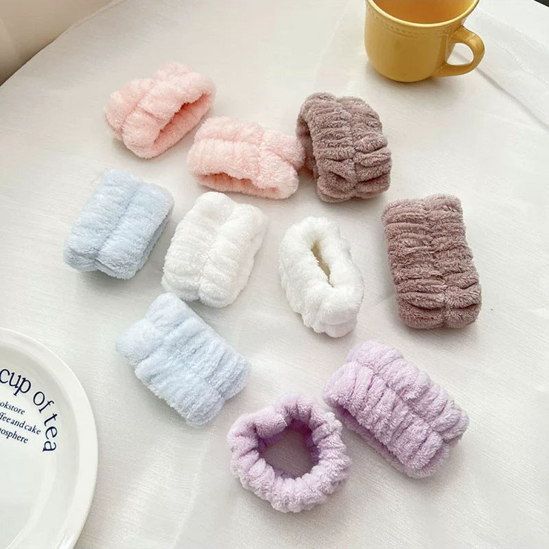 2Pcs Wristband for Yoga Washing Face Soft Flannel Wrist Strap Reusable Makeup Towel Wrist Velvet Towel Girls Elastic Face Wash - NTKSTORE