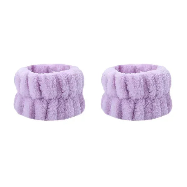 2Pcs Wristband for Yoga Washing Face Soft Flannel Wrist Strap Reusable Makeup Towel Wrist Velvet Towel Girls Elastic Face Wash - NTKSTORE