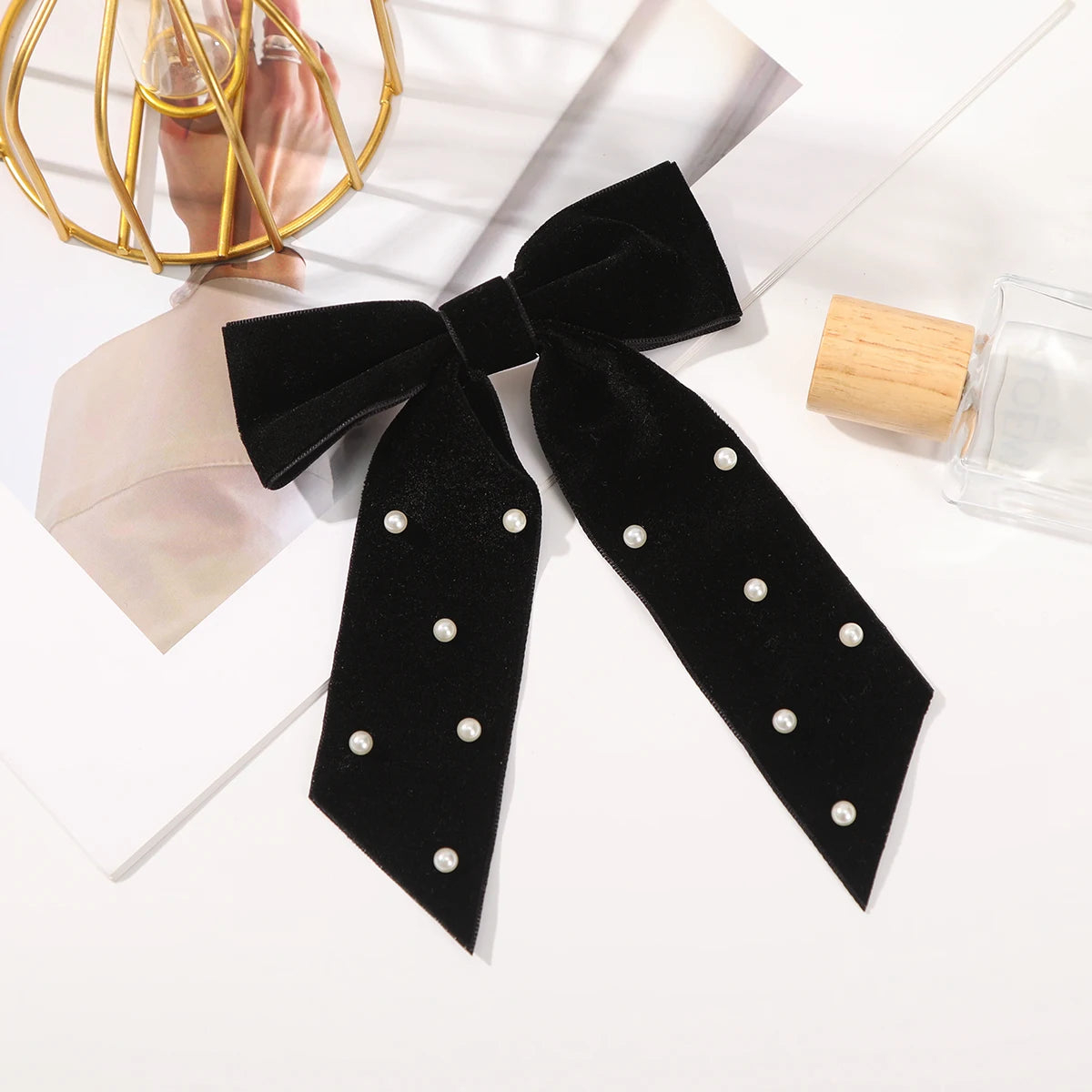 Haimeikang Bow Hair Clip Black Velvet Hair Bows Hairpins Women Elegant Barrette Girls Bowknot Hair Accessories - NTKSTORE