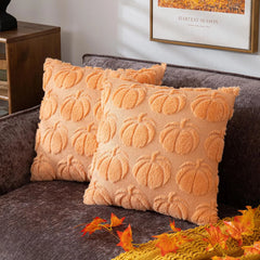 Plush Pumpkin Cushion Cover Halloween Decorative Pillow Cover 45*45cm Living Room Fun Thanksgiving Pillowcase - NTKSTORE