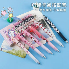 6Pcs Sanrio Gel Pen Hello Kitty Cartoon Kuromi ST Quick Drying Black 0.5mm Press The Ballpoint Pen Learning Stationery Gifts - NTKSTORE