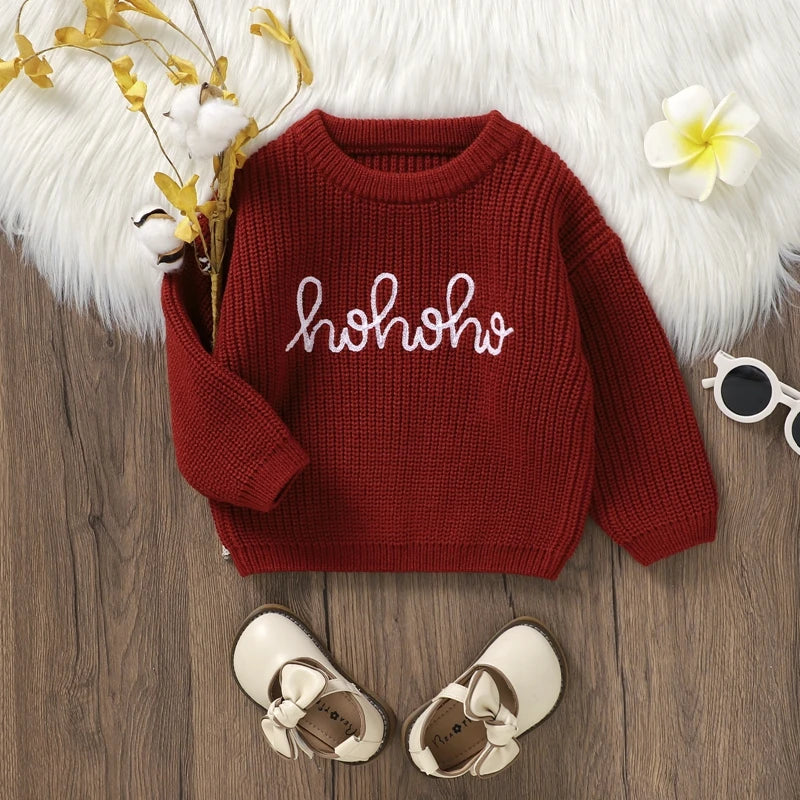 0-36months Baby Girls Sweater Long Sleeve Crew Neck Letters Winter Warm Knit Pullover Sweater For Infant For Girls