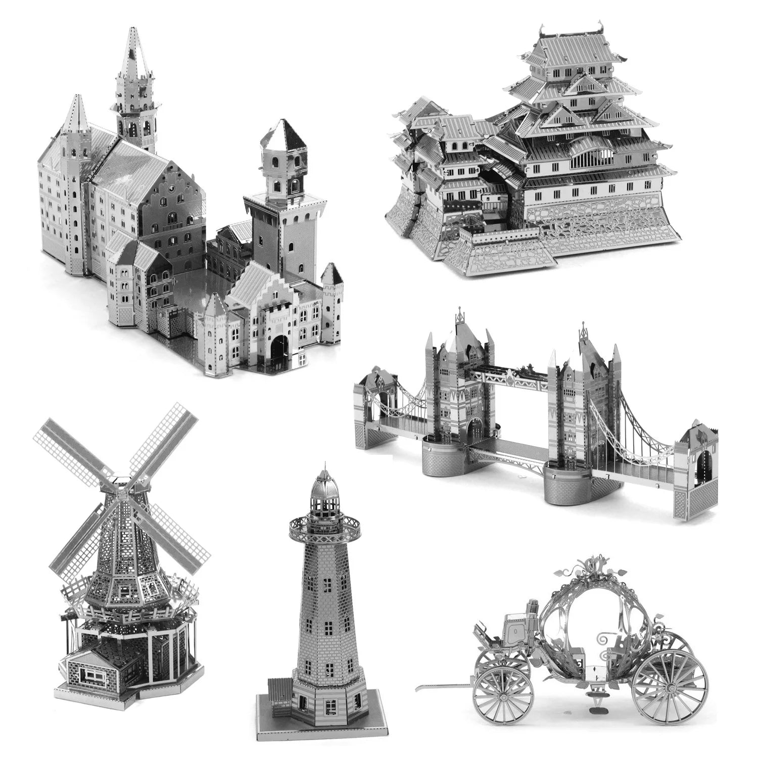 Aipin metal assembly model DIY puzzle building Arc de Triomphe Dutch windmill Paris iron tower lighthouse - NTKSTORE