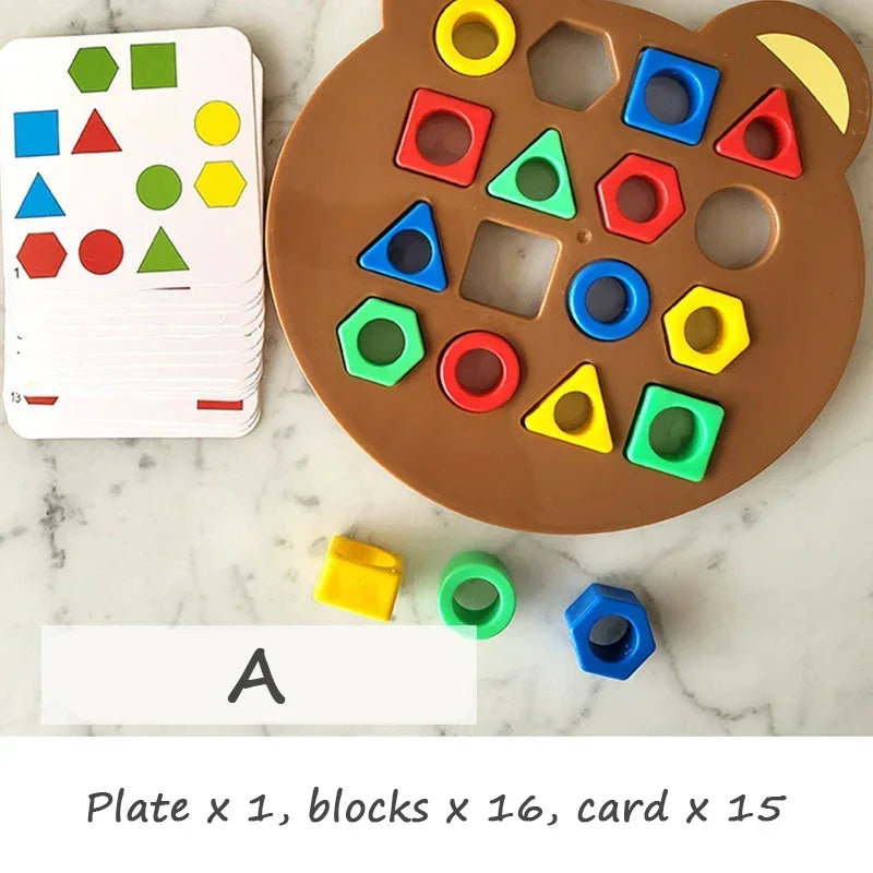 Montessori Educational 3D Puzzle Game for Color Matching and Geometric Shape Learning Jigsaw Interaction Toys For Kids - NTKSTORE