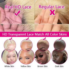 613 13x6 HD Lace Frontal Wig Honey Blonde 13x4 Lace Front Human Hair Wigs For Women Preplucked Bone Straight Human Hair 200% - NTKSTORE