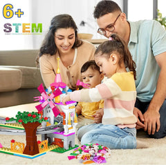 Roller Coaster Building Kit 711Pcs Amusement Park Building Block Kit Princess Playground Park Pink Toy Christmas Gift for Girls - NTKSTORE