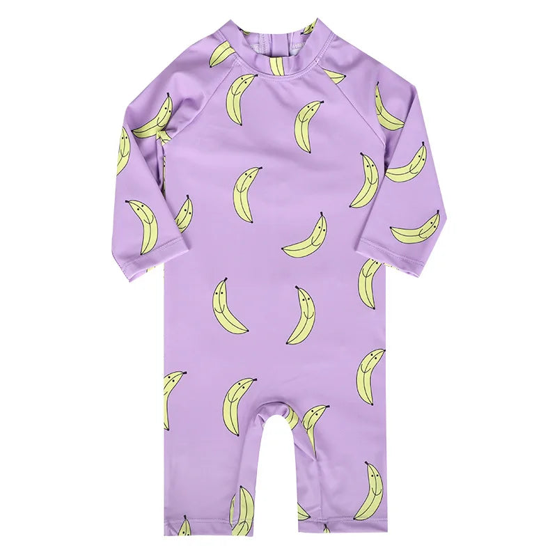 Baby Girls Swimsuit Long Sleeves One Piece Swimwear for Kids Toddler Cartoon UPF50+ Rash Guards Infant Bathing Suit Korea Sets