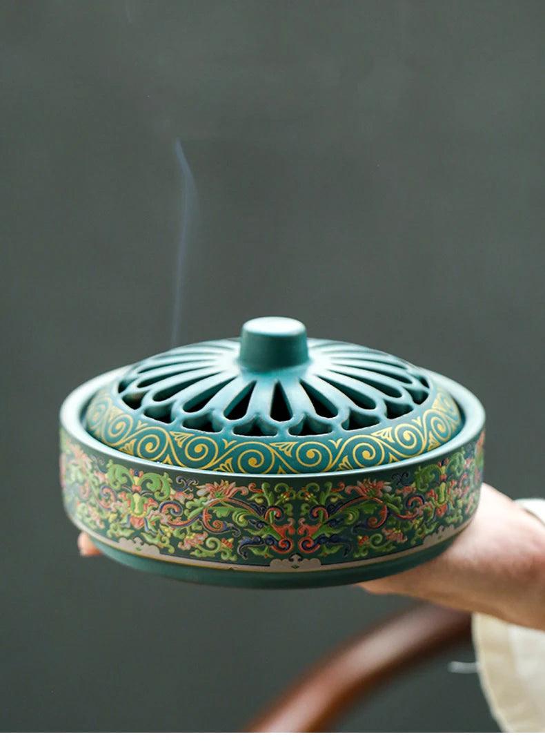 Mosquito incense box with cover incense burner Household ceramic tray incense burner mosquito incense burner decoration - NTKSTORE