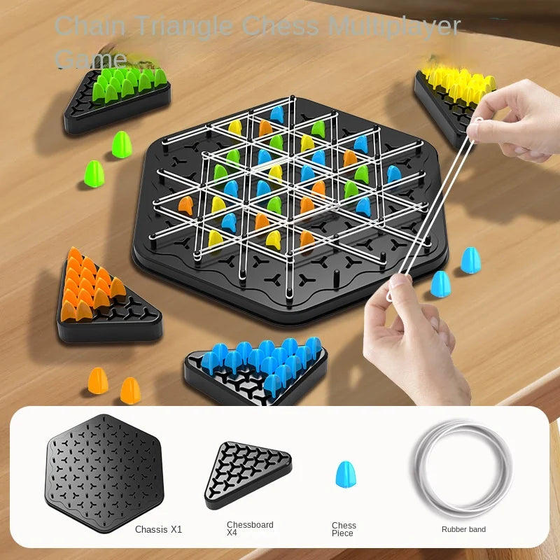 Geometry Chain Chess Board games Triangle Chess Desktop Game Rubber Band Training Family Interaction Exercise Thinking Toy Gifts - NTKSTORE