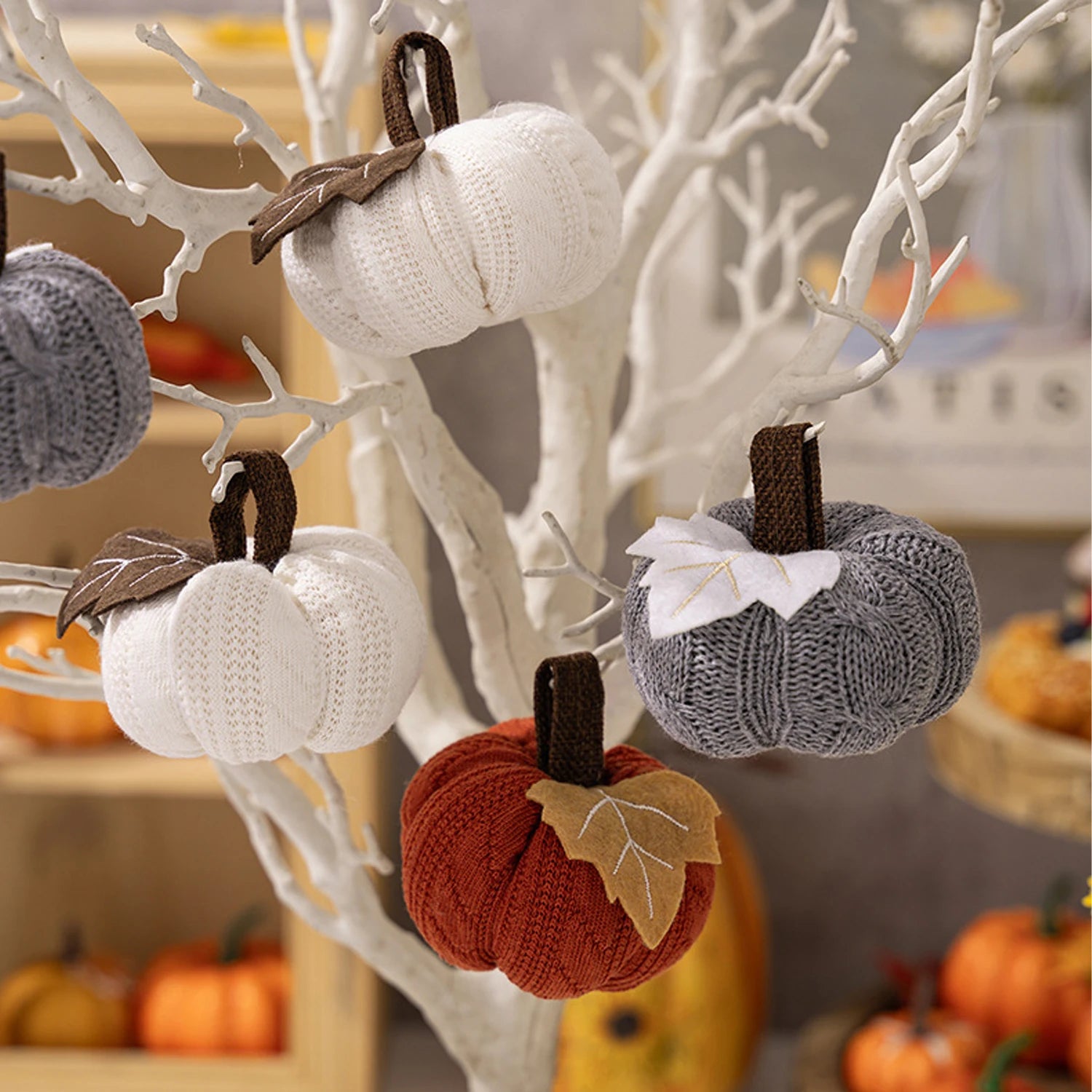 3Pcs Knitted Pumpkin Pendants Mini Pumpkin Hanging Ornaments Fall Table Decoration for Autumn Harvest Thanksgiving Scene Decor - NTKSTORE