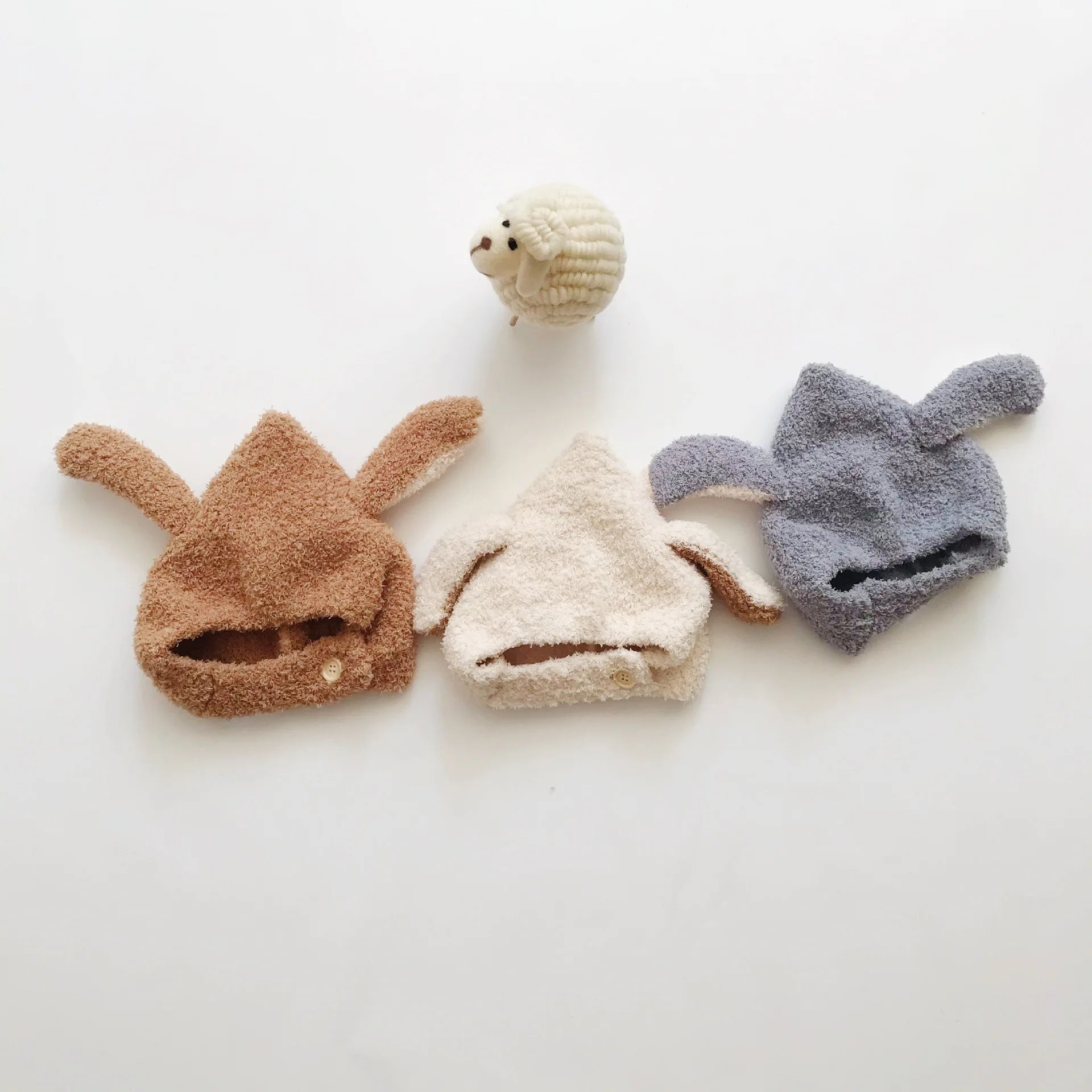 Cute Baby Winter Hat Fleece Warm Bonnets Rabbit Ear Hats for Kids Infant Babies Accessories Newborn Photography Props Boys Girls - NTKSTORE