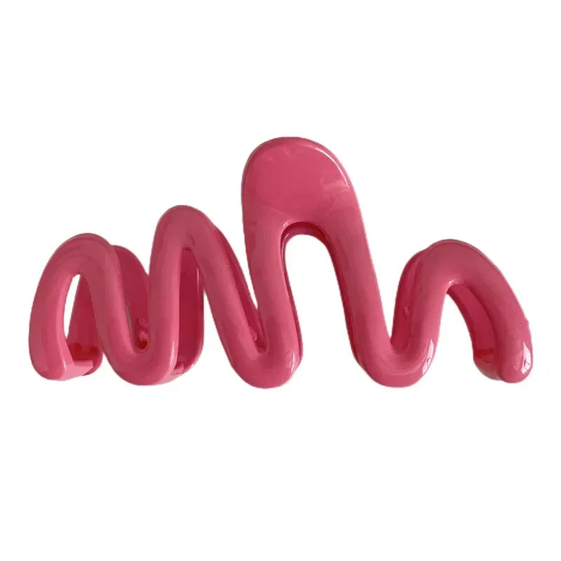 Colorful Wave Hair Claw Clips Women Korean Plastic Shark Hair Clip Geometry High Ponytail Barrette Hairpin Girl Hair Accessories - NTKSTORE