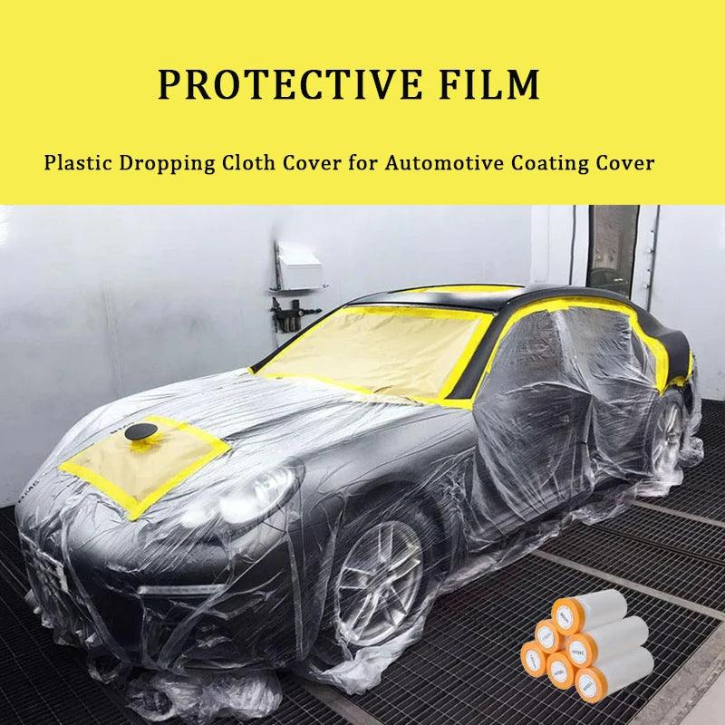 Car Paint Masking Film,Protective film,Plastic Dropping Cloth Cover for Automotive Coating Cover - NTKSTORE