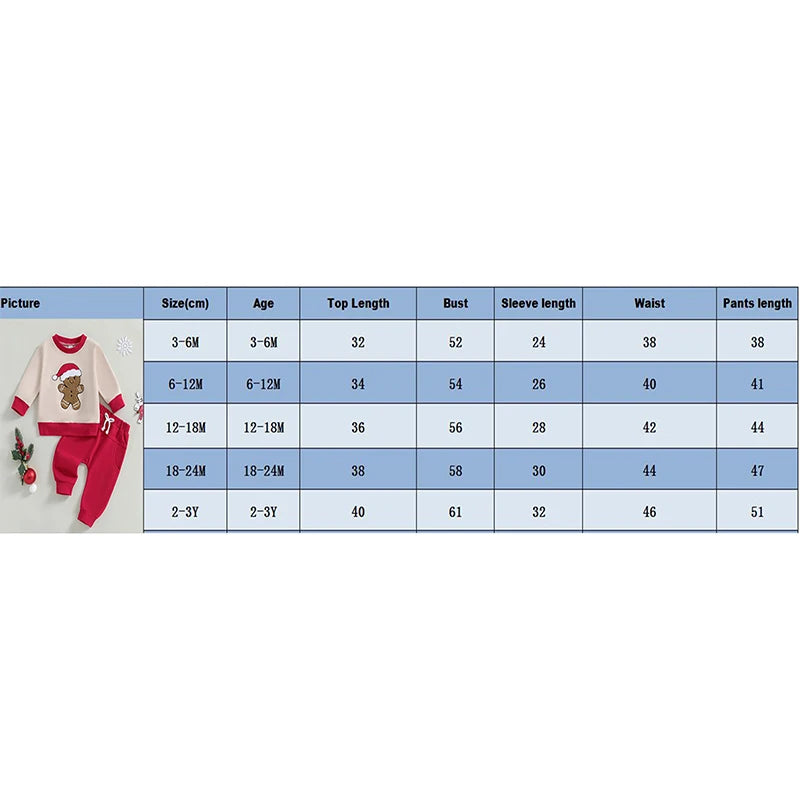 ma&baby 3M-3Y Christmas Newborn Toddler Infant Baby Boy Girl Clothes Sets Gingerbread Man Embroidery Tops Pants Xmas Costume