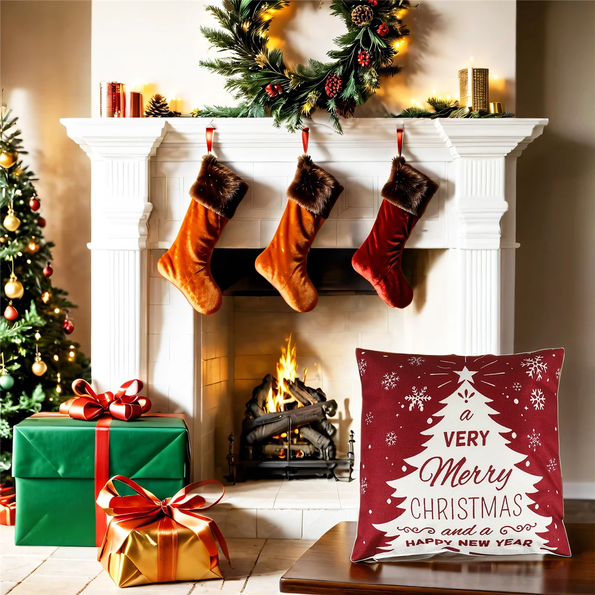 Christmas Pillow Covers 18X18 Set of 4, Decor for Home,Xmas Decorations Throw Cushion Case for Home