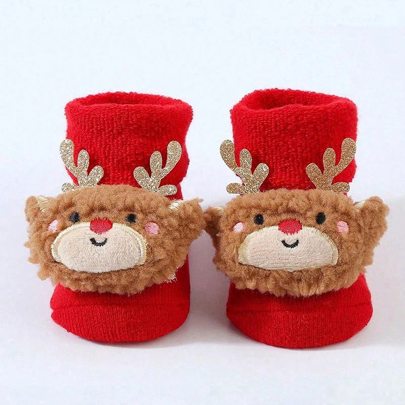 Kids Christmas Socks For 0-12Months Children's Short Socks Girls Boys Winter Warm Cotton Toddler New Year Gift Santa Claus Socks - NTKSTORE