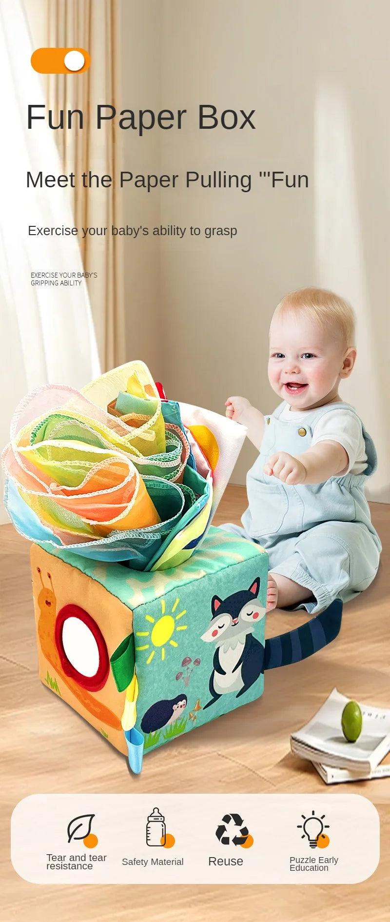 Baby Montessori Toy Magic Tissue Box Cotton Educational Learning Activity Sensory Toy For Kids Finger Exercising Busy Board Game - NTKSTORE