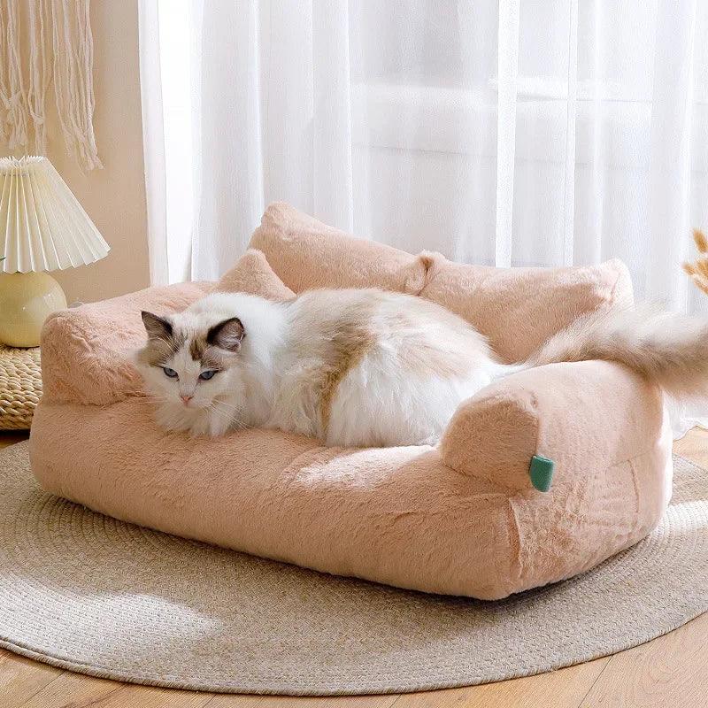 Cat sofa bed Plush Dog Sofa Beds Washable Warm Pet Dog Nest Cat Beds Thicken Comfortable Cushion Dog Sleep Cat Furniture - NTKSTORE