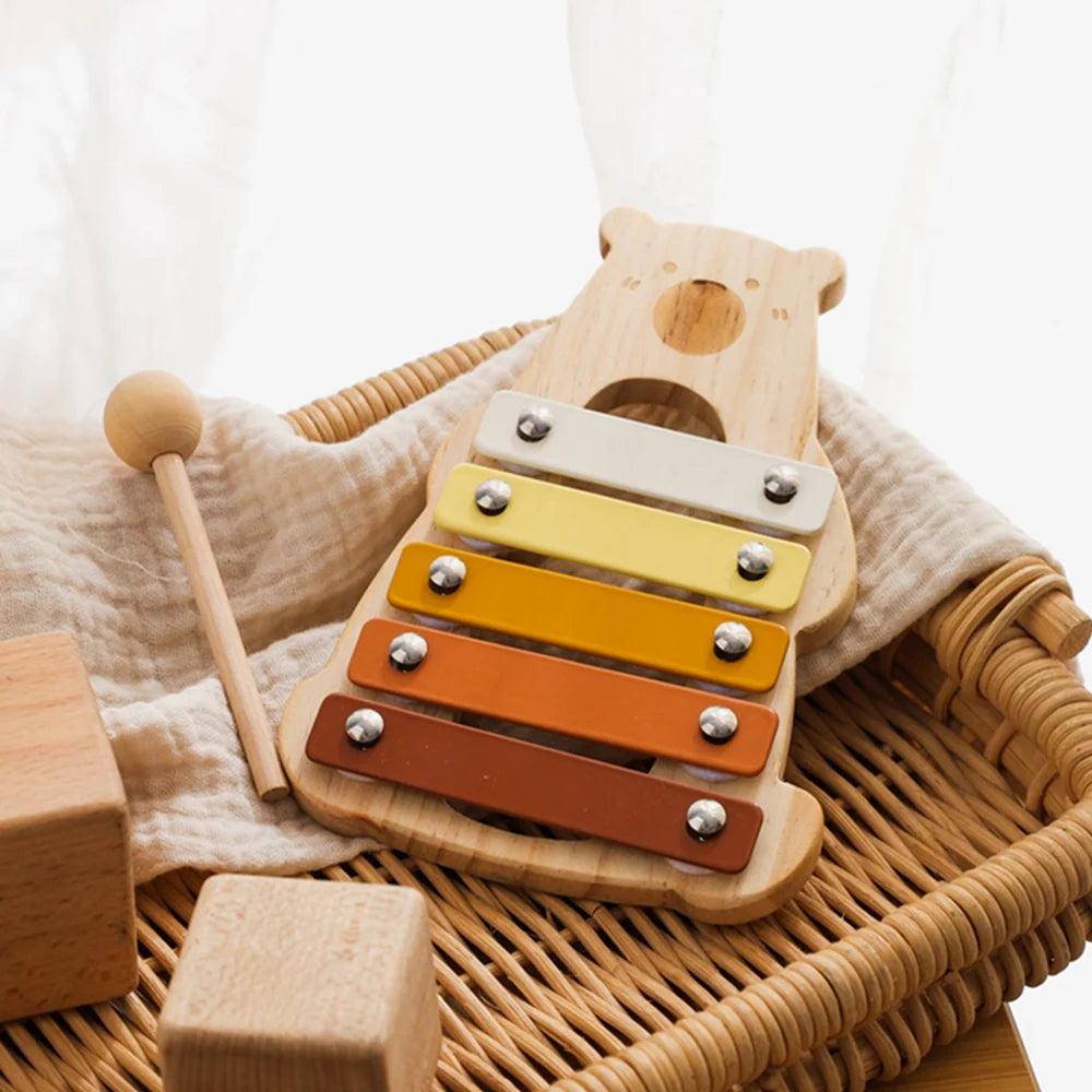 Kids Wooden Montessori Toys Musical Instruments Rattle Bell Drum Xylophone Percussion for Baby Early Educational Instruments Toy - NTKSTORE