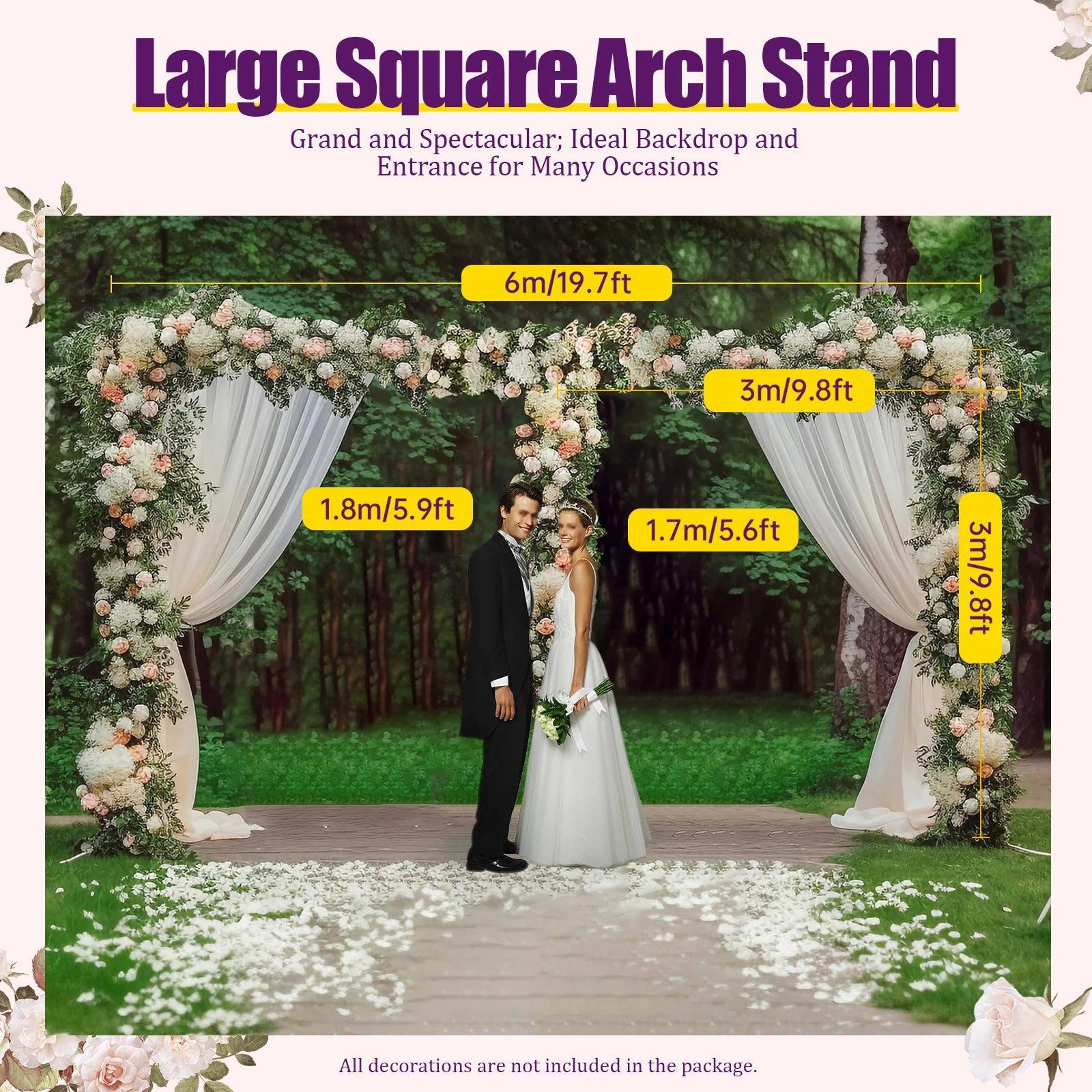 3x6M Wedding Arch Metal Iron Backdrop Stand Door Birthday Party Decor Silver Balloon Frame Garden Flower Plants Rack - NTKSTORE