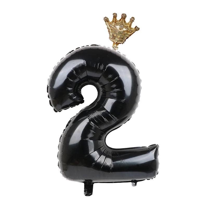 2pcs 32inch Rainbow Number Foil Balloons with Crown for Kids Boy Girl 1st Birthday Party Decorations Rose Gold Figures Globos - NTKSTORE