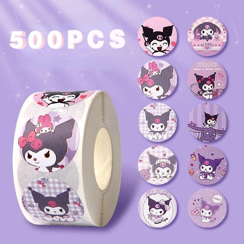 MINISO 500Pcs/Roll Sanrio Stickers Hello Kitty Melody Kuromi Cinnamoroll Luggage Graffiti Decals Kid Toy Decoration Sticker - NTKSTORE