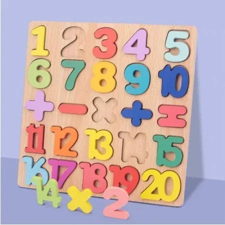 Colorful Alphabet Number Wooden Puzzles Kids Intelligent Matching Game Preschool Children Early Educational Toys