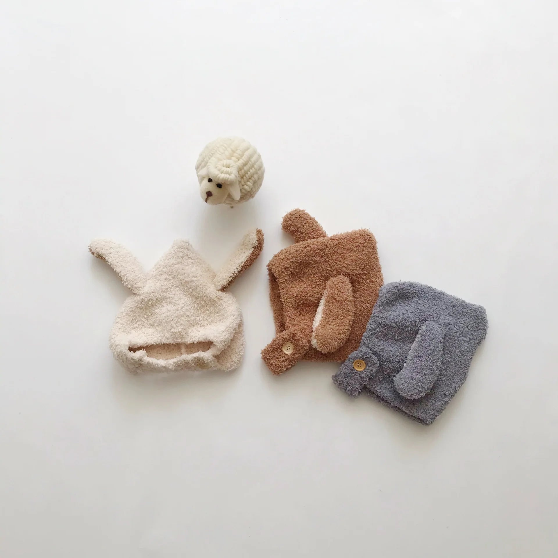 Cute Baby Winter Hat Fleece Warm Bonnets Rabbit Ear Hats for Kids Infant Babies Accessories Newborn Photography Props Boys Girls - NTKSTORE