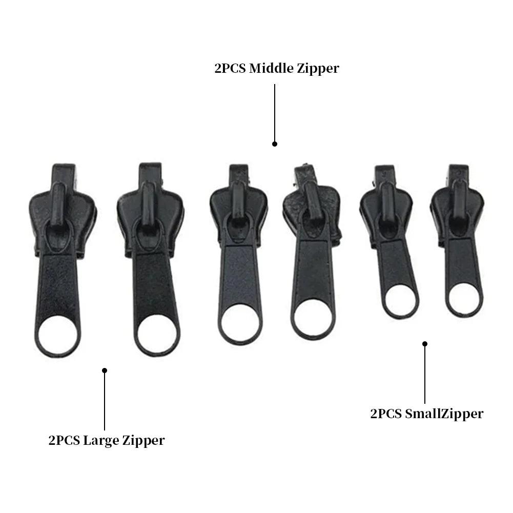 6pcs Instant Zipper Universal Instant Fix Repair Kit Replacement Zip Slider Teeth Multifunctional Clothing Replacement Zipper - NTKSTORE