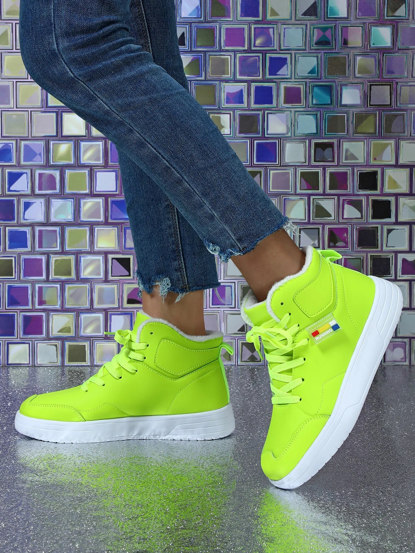Couples Trend Color Matching Warm Winter Short Fluffy Casual High Top Sports Shoes Fashion Outdoor Shoes