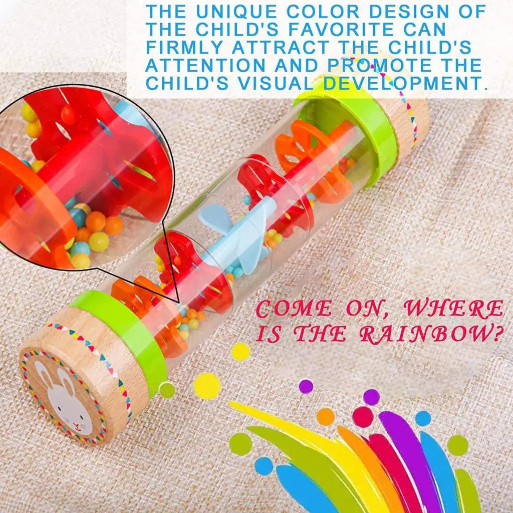 Montessori Baby Rain Stick Rainbow Hourglass Rain Music Rattle Baby Educational Toy Rainmaker Montessori Sensory Toys for Kids - NTKSTORE