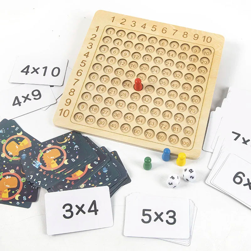 99 Multiplication Board Game Wooden Montessori Learning Educational Toys With Flash Cards Counting Teaching Aids