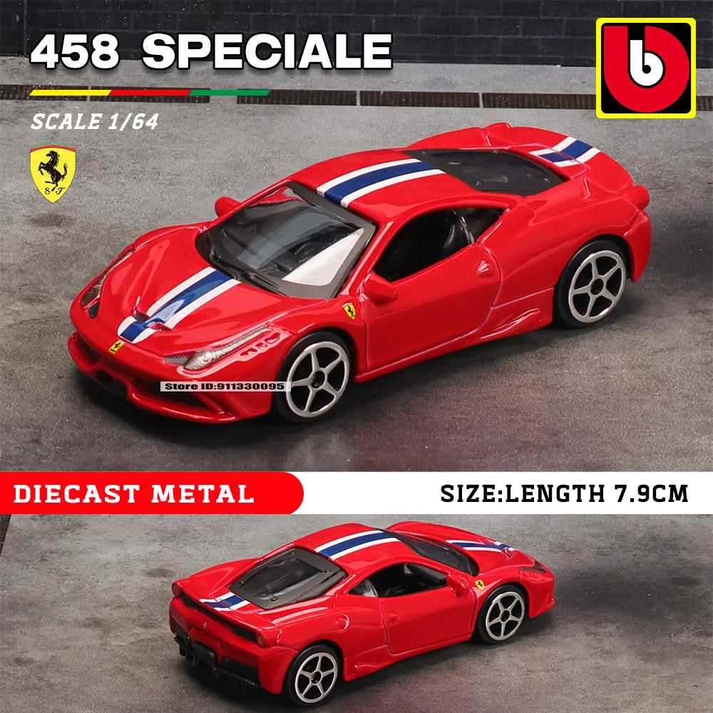 Bburago 1:64 Ferrari series 296 GTB 458 488 F12 ROMA F40 alloy luxury car die-casting car model toy collection gift