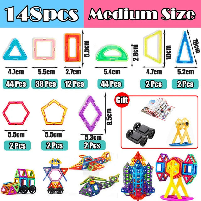 Magnets Toys for Kids 30-168pcs Medium Size Magnetic Blocks Magnetic Constructor Designer Set Educational Toys for Children