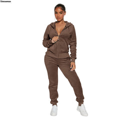 Womens Warm 2 Piece Outfits Velour Tracksuits Full Zip Hoodie And Drawstring Sweatpants Sweatsuits Sets Velvet Jogging Suit - NTKSTORE