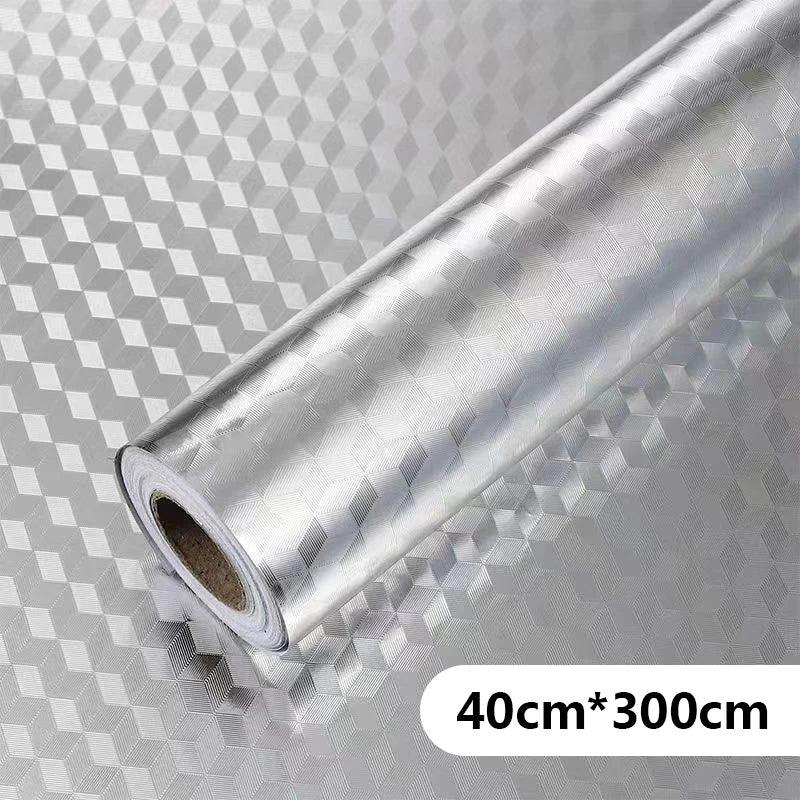 Modern Kitchen Oil-proof Self Adhesive Stickers Anti-fouling High-temperature Aluminum Foil gas stove Cabinet Contact Wallpaper - NTKSTORE