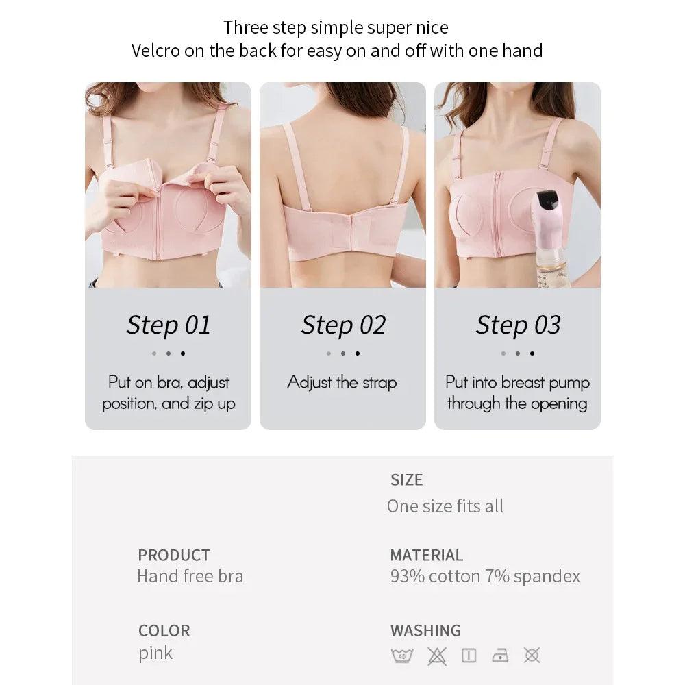 Maternity Bra Hands Free Pumping Bra Adjustable Cotton Breast Pump Bra No Steel Ring Nursing Bra for Breast Pump - NTKSTORE